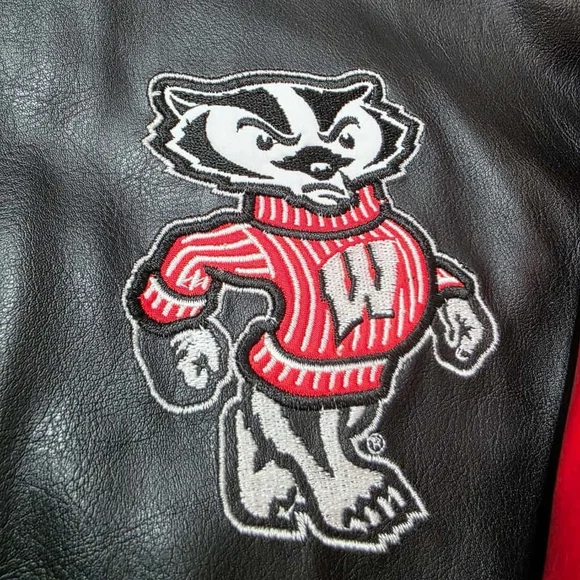 Vintage Wisconsin Badgers Steve & Barry’s FAUX Leather Jacket NCAA Men’s XXL - Picture 4 of 9